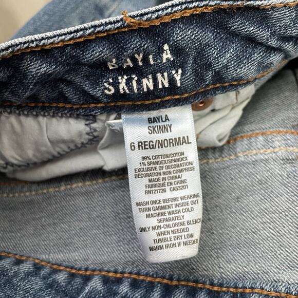 Aeropostale Bayla Skinny Jeans Size 6 Blue Distressed Patchwork Denim Low Rise - Picture 6 of 12